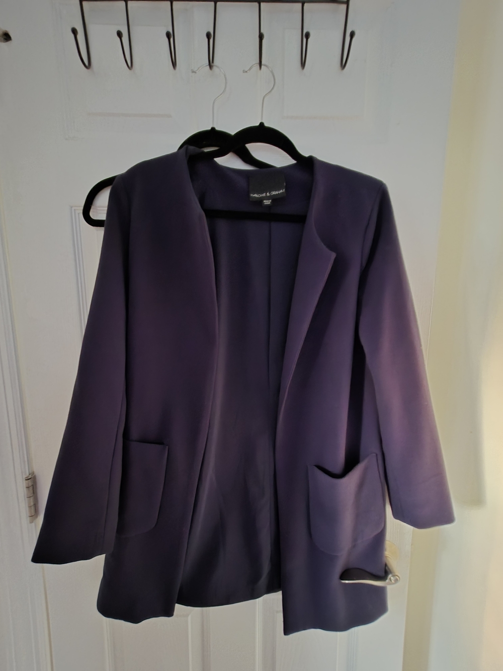 Harlowe & Graham Dark Blue Navy Open-Front Women's Blazer